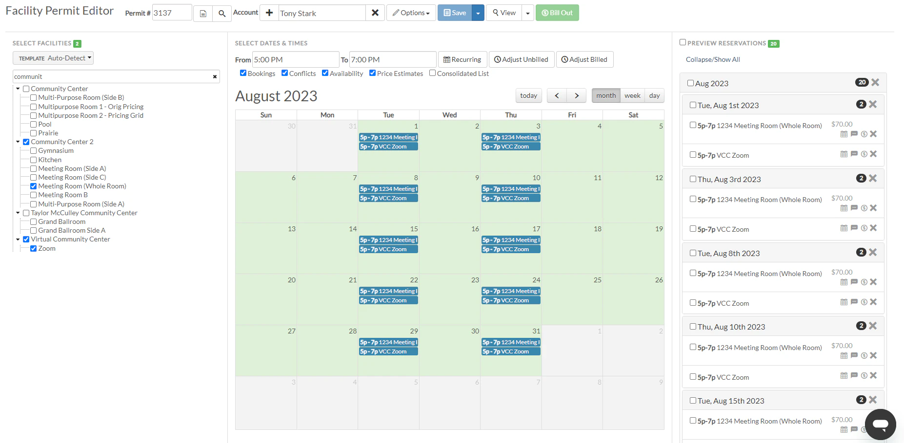 screenshot of CivicPlus Recreation Management